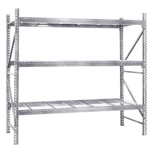 3-Tier Galvanized Teardrop Pallet Rack Starter Units w/ Wire Decking - 42"d x 144"h