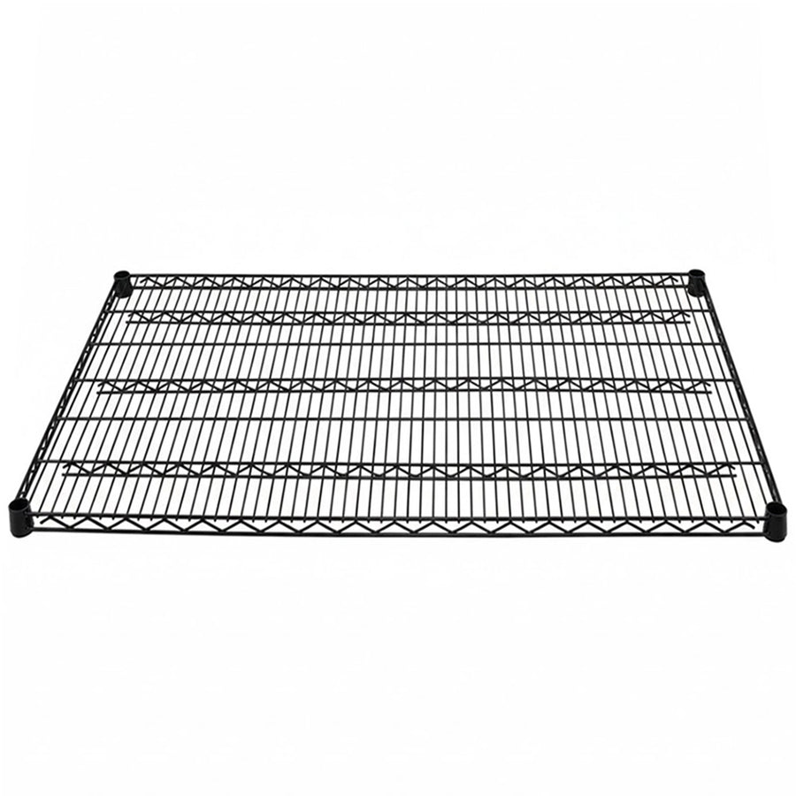 30-inch deep black epoxy wire shelf designed for sturdy, rust-resistant storage in larger home organization projects.