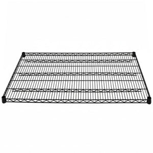 30-inch deep black epoxy wire shelf designed for sturdy, rust-resistant storage in larger home organization projects.