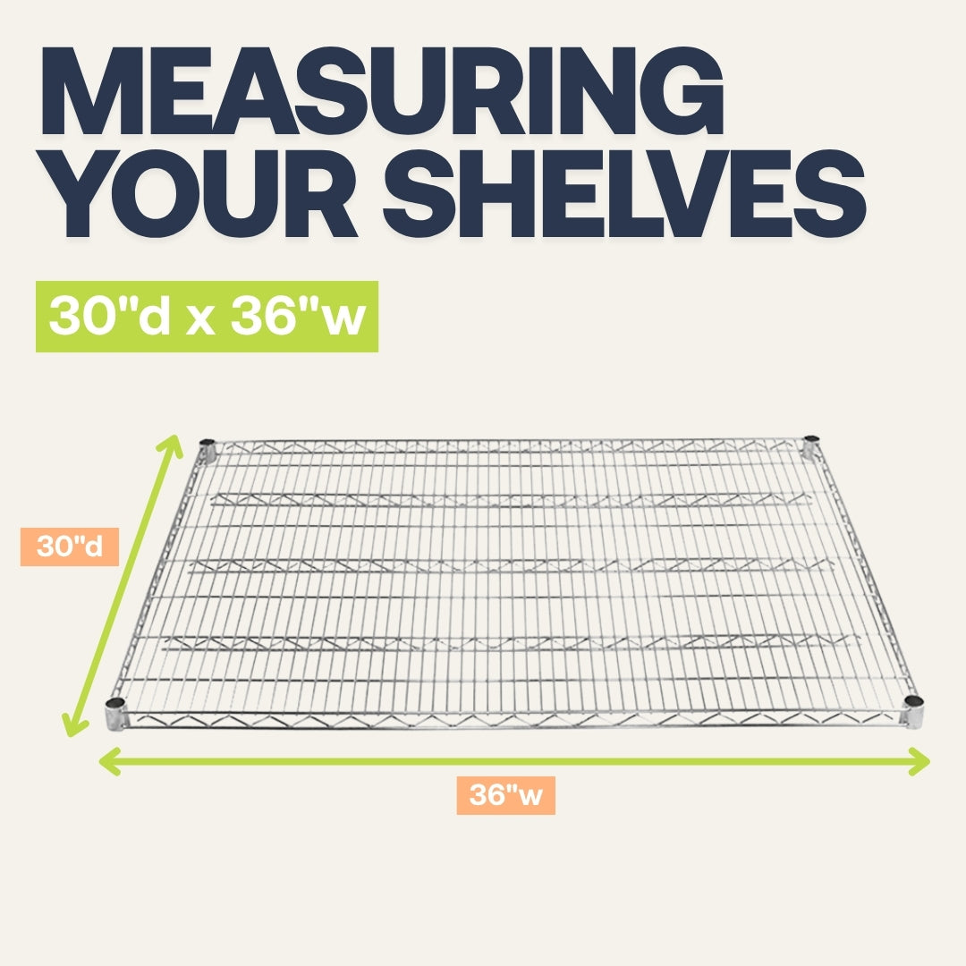 30"d x 36"w Chrome Wire Shelving w/ 5 Shelves