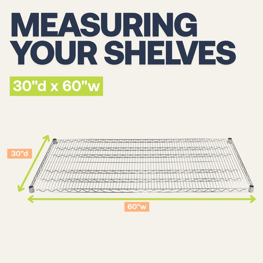 30"d x 60"w Chrome Wire Shelving w/ 5 Shelves