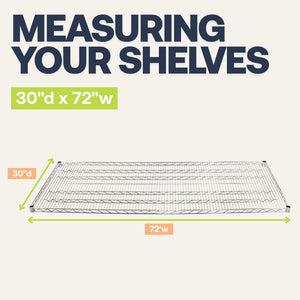 30"d x 72"w Chrome Wire Shelving w/ 5 Shelves