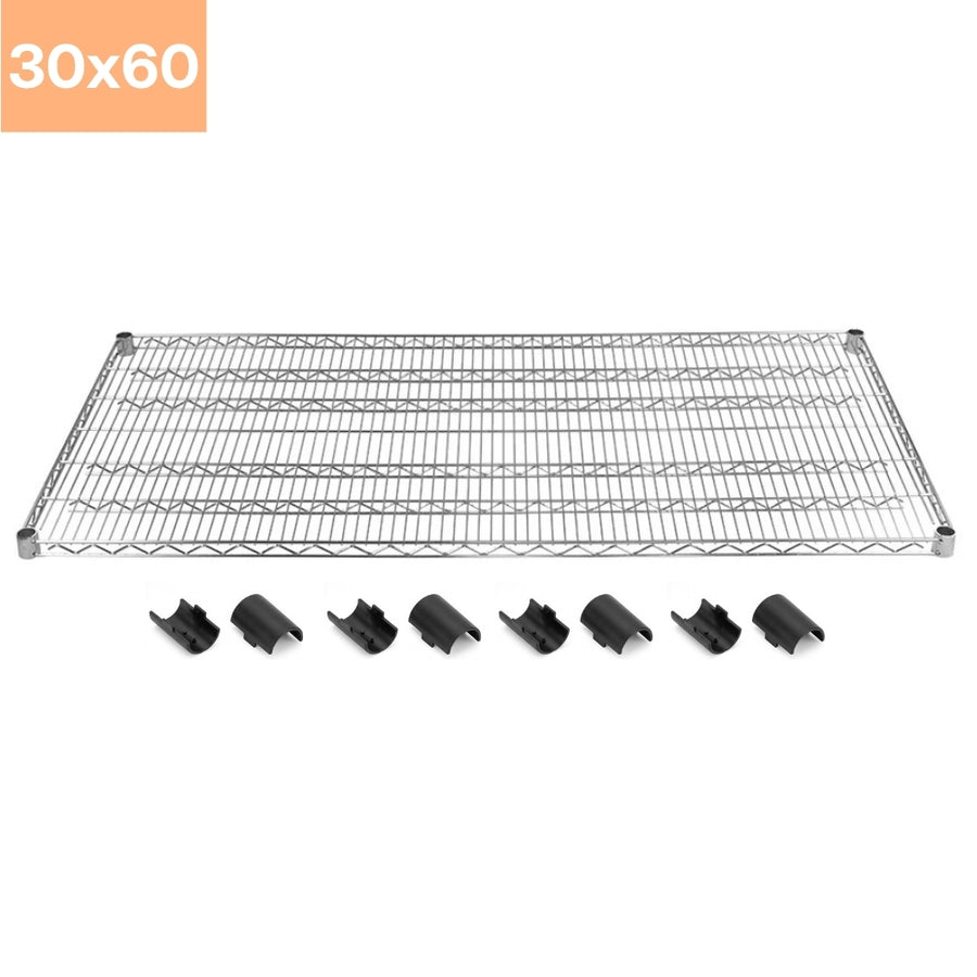 30"d Chrome Wire Shelves with Shelf Clips