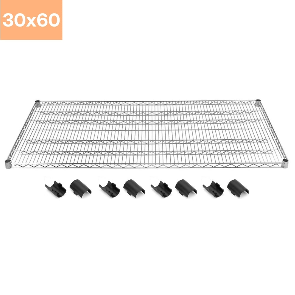 30"d Chrome Wire Shelves with Shelf Clips