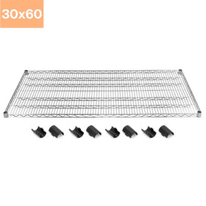 30"d Chrome Wire Shelves with Shelf Clips