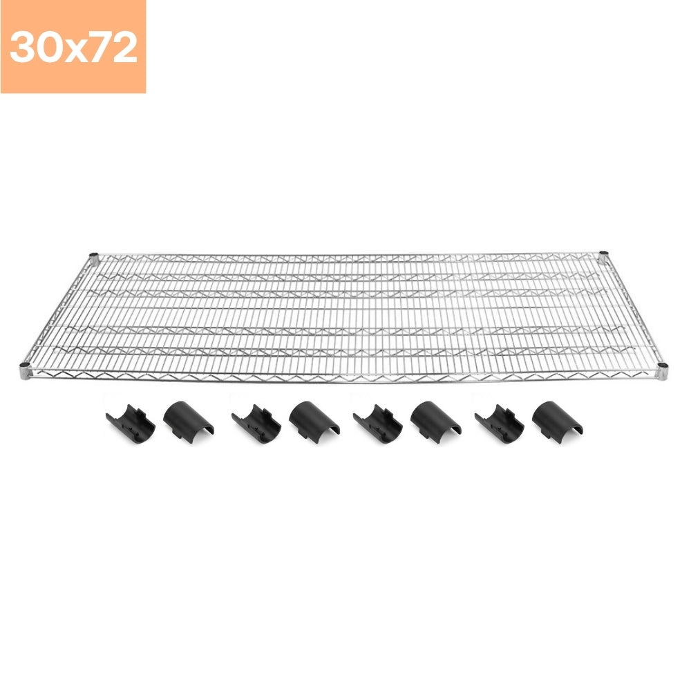 30"d Chrome Wire Shelves with Shelf Clips