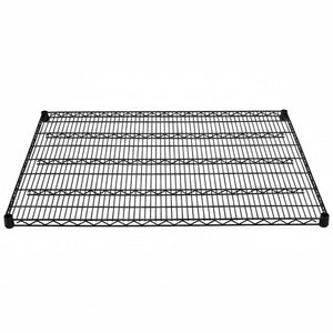 36-inch deep black epoxy wire shelf brings high-capacity, rust-resistant storage to basements, garages, and utility rooms.