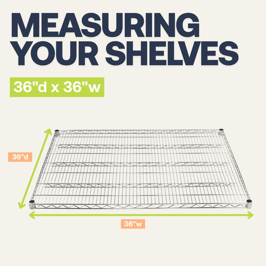 36"d x 36"w Chrome Wire Shelving w/ 5 Shelves