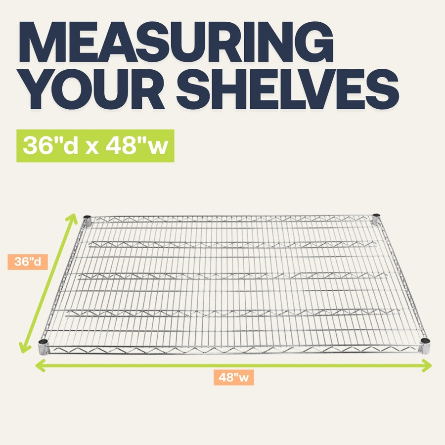36"d x 48"w Chrome Wire Shelving w/ 5 Shelves
