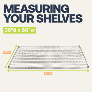 36"d x 60"w Chrome Wire Shelving w/ 5 Shelves