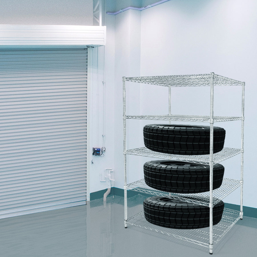 36"d x 36"w Chrome Wire Shelving w/ 5 Shelves