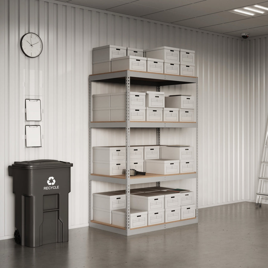 Lyon 36"d 4-Shelf Heavy-Duty Boltless Shelving Starter Units - Gray