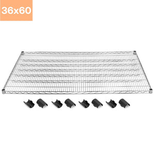 36"d x 60"w Chrome Wire Shelving w/ 4 Shelves