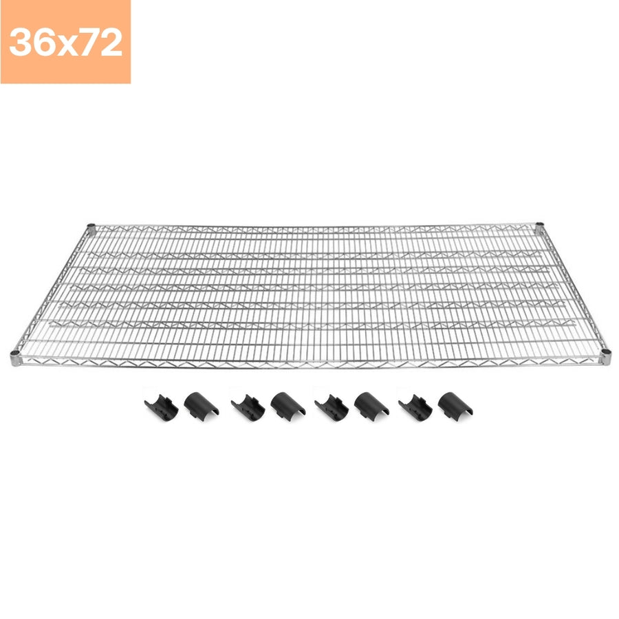 36"d x 72"w Chrome Wire Shelving w/ 4 Shelves
