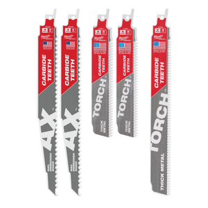 Milwaukee 5PC Wood and Metal Cutting Carbide Teeth SAWZALL Blade Set (49-22-5505)