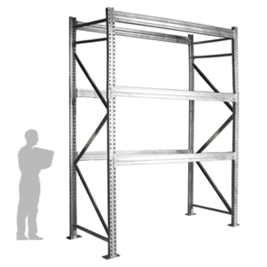 3-Tier Galvanized Teardrop Pallet Rack Starter Units - 48"d x 144"h