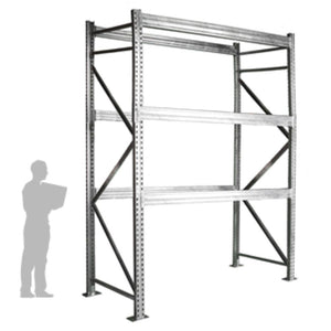 3-Tier Galvanized Teardrop Pallet Rack Starter Units - 48"d x 144"h
