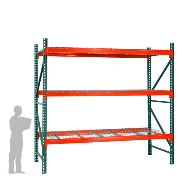 3-Tier Teardrop Pallet Rack Starter Units w/ Wire Decking - Standard Duty - 42