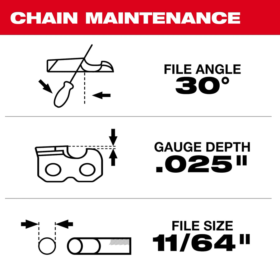 Milwaukee 10" Chainsaw Chain 3/8" LOW PROFILE™ Pitch, .043" Gauge Saw Chain (49-16-2723)