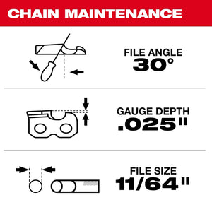 Milwaukee 10" Chainsaw Chain 3/8" LOW PROFILE™ Pitch, .043" Gauge Saw Chain (49-16-2723)