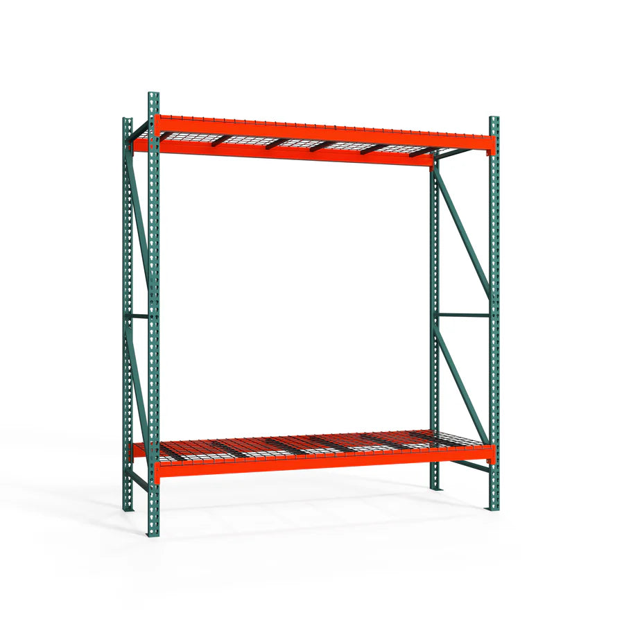 2-Tier Teardrop Pallet Rack Starter Units w/ Wire Decking - 42"d x 120"h