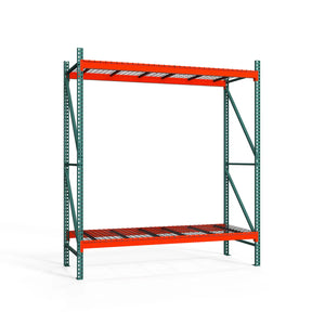 2-Tier Teardrop Pallet Rack Starter Units w/ Wire Decking - 42"d x 120"h