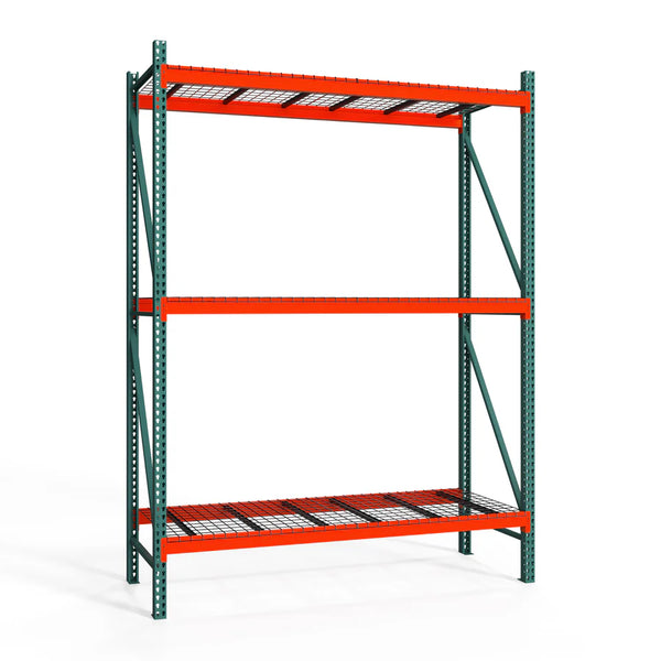 3-Tier Teardrop Pallet Rack Starter Units w/ Wire Decking - Standard Duty - 36