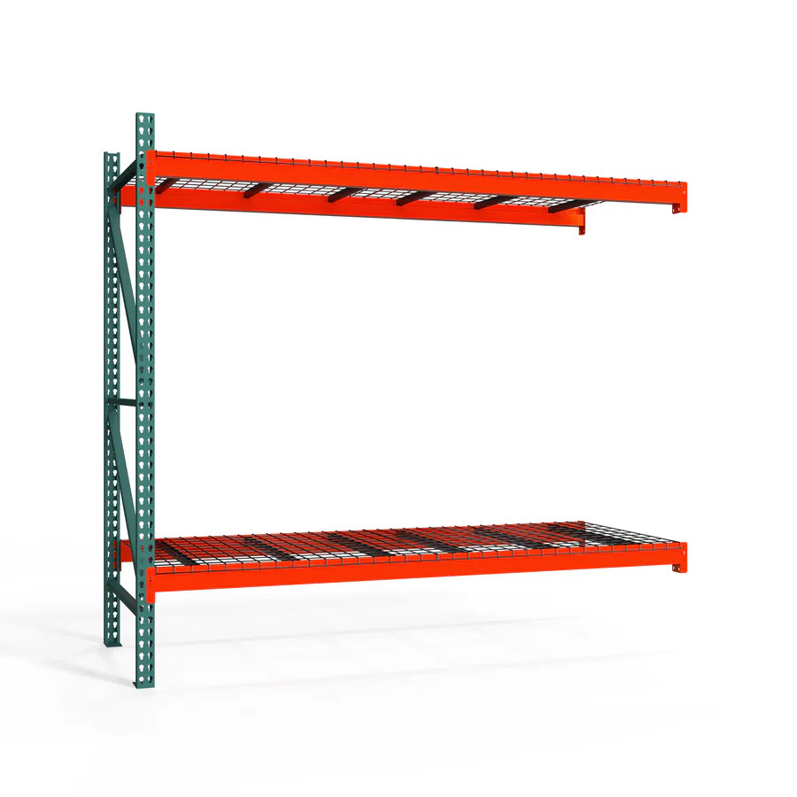 2-Tier Teardrop Pallet Rack Add-On Units w/ Wire Decking - 42"d x 96"h