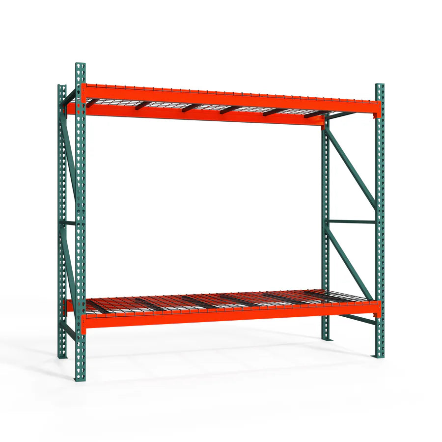 2-Tier Teardrop Pallet Rack Starter Units w/ Wire Decking - 36"d x 96"h