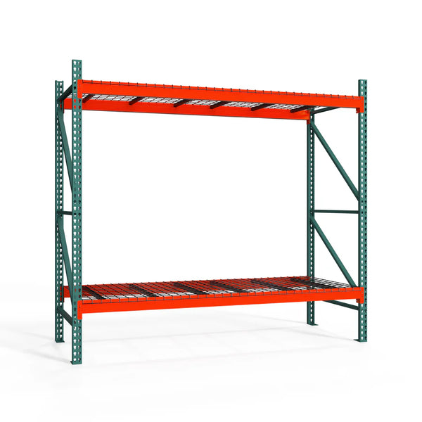 2-Tier Teardrop Pallet Rack Starter Units w/ Wire Decking - 36