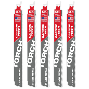 Milwaukee 8TPI 9" TORCH™ w/ Carbide Teeth SAWZALL® Blade (5PK) (48-00-5502)