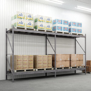2-Tier Galvanized Teardrop Pallet Rack Add-On Units - 48"d x 120"h