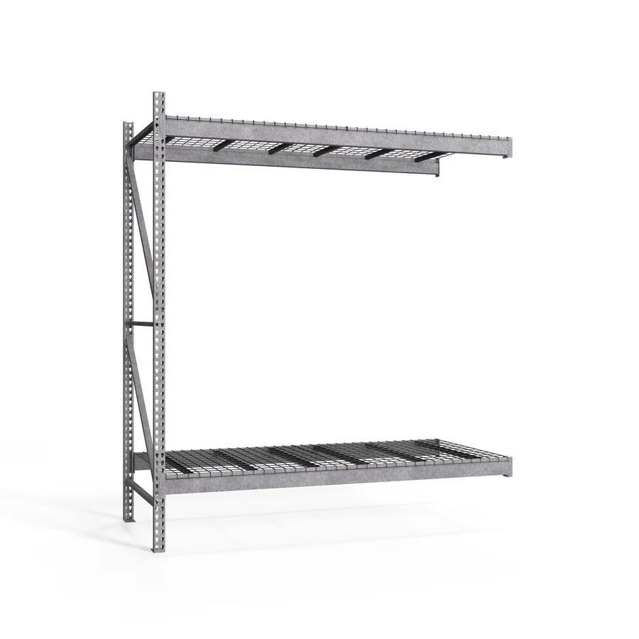 2-Tier Galvanized Teardrop Pallet Rack Add-On Units w/ Wire Decking - 48"d x 120"h