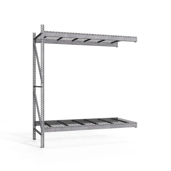 2-Tier Galvanized Teardrop Pallet Rack Add-On Units w/ Wire Decking - 48