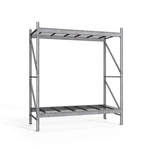 2-Tier Galvanized Teardrop Pallet Rack Starter Units w/ Wire Decking - 48"d x 120"h