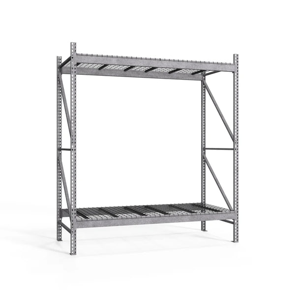 2-Tier Galvanized Teardrop Pallet Rack Starter Units w/ Wire Decking - 48