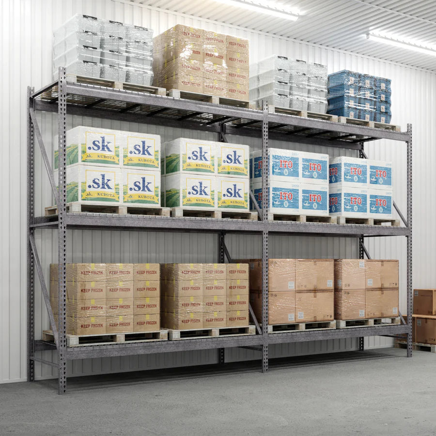 3-Tier Galvanized Teardrop Pallet Rack Add-On Units - 42"d x 144"h