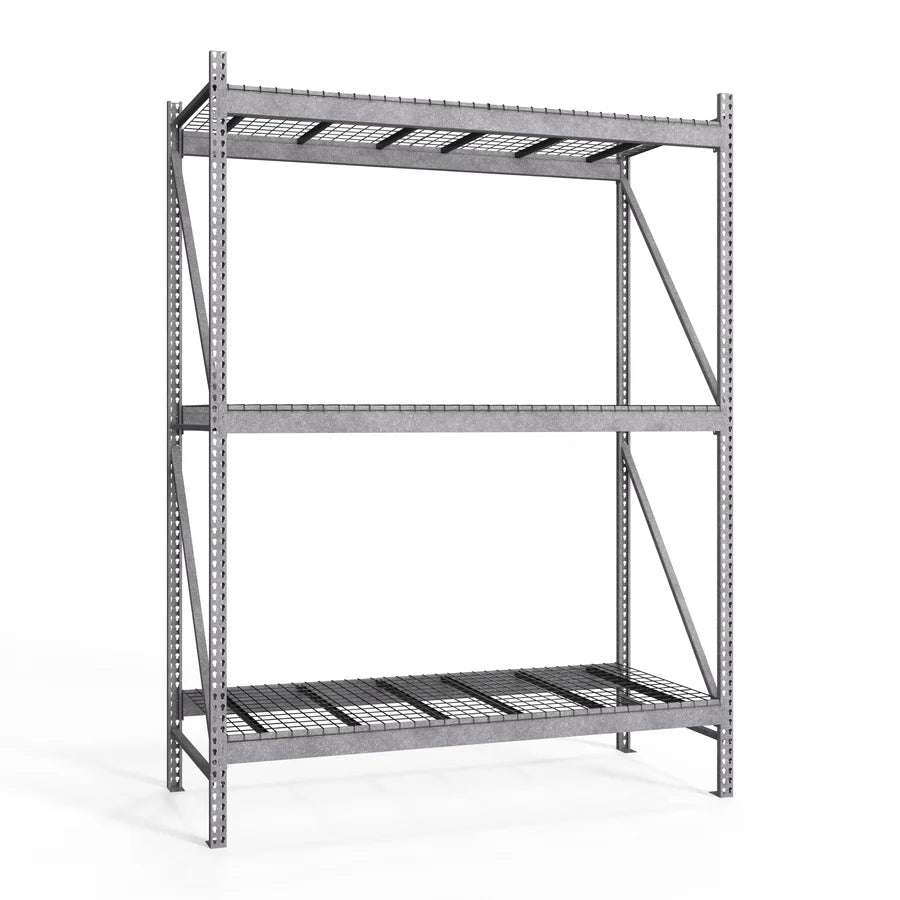 3-Tier Galvanized Teardrop Pallet Rack Starter Units w/ Wire Decking - 48"d x 144"h