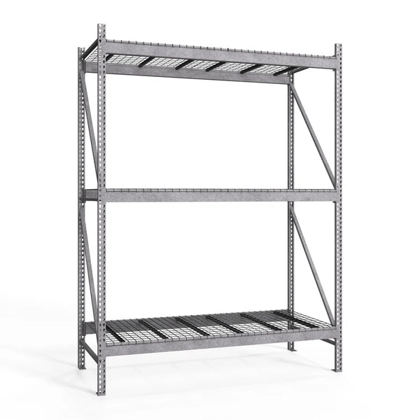 3-Tier Galvanized Teardrop Pallet Rack Starter Units w/ Wire Decking - 42