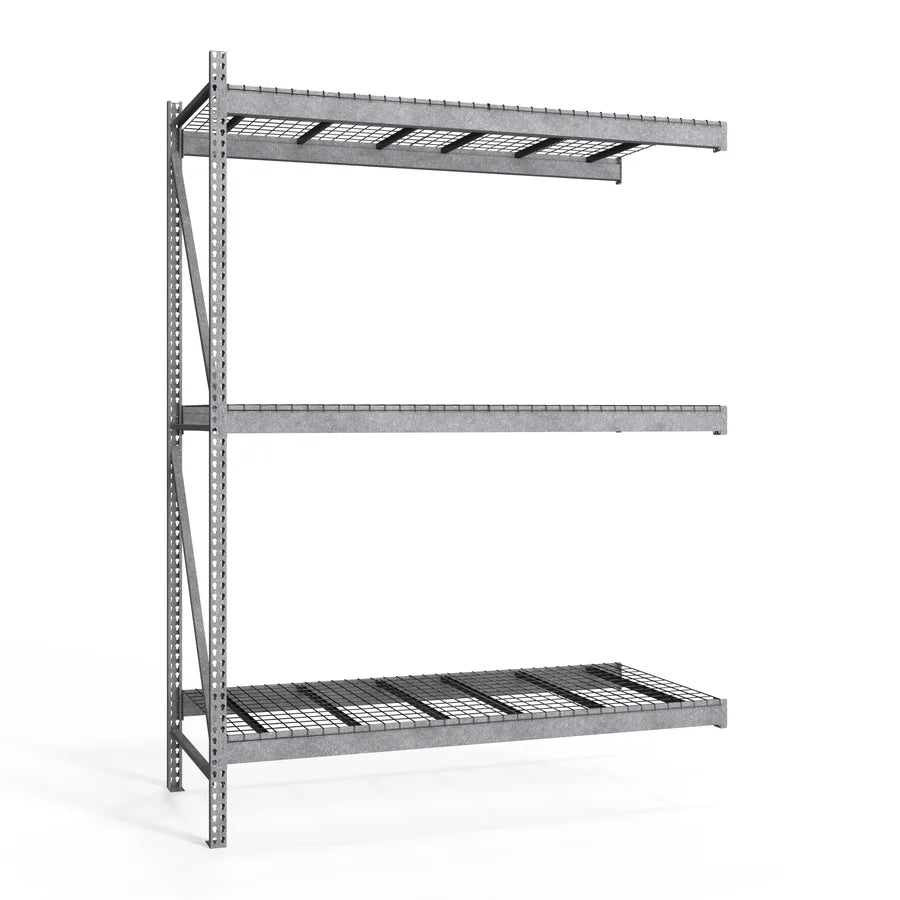3-Tier Galvanized Teardrop Pallet Rack Add-On Units w/ Wire Decking - 42"d x 144"h