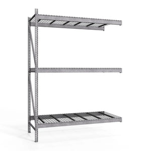 3-Tier Galvanized Teardrop Pallet Rack Add-On Units w/ Wire Decking - 42"d x 144"h