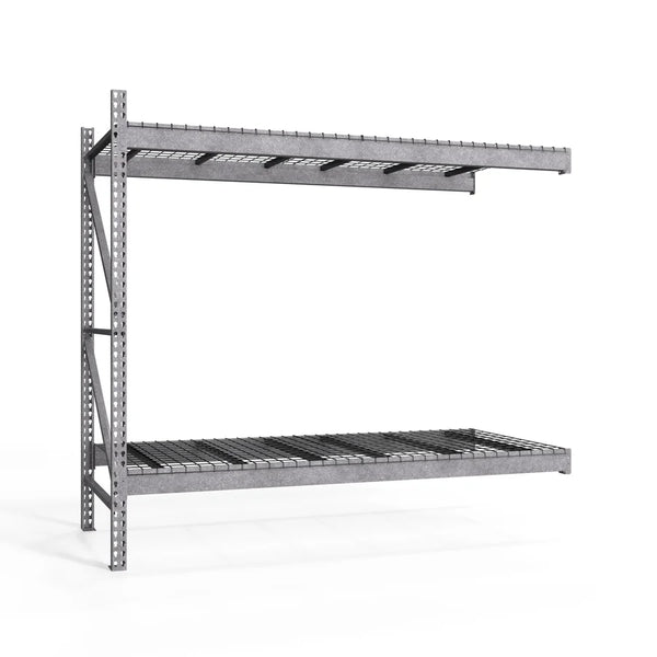 2-Tier Galvanized Teardrop Pallet Rack Add-On Units w/ Wire Decking - 48