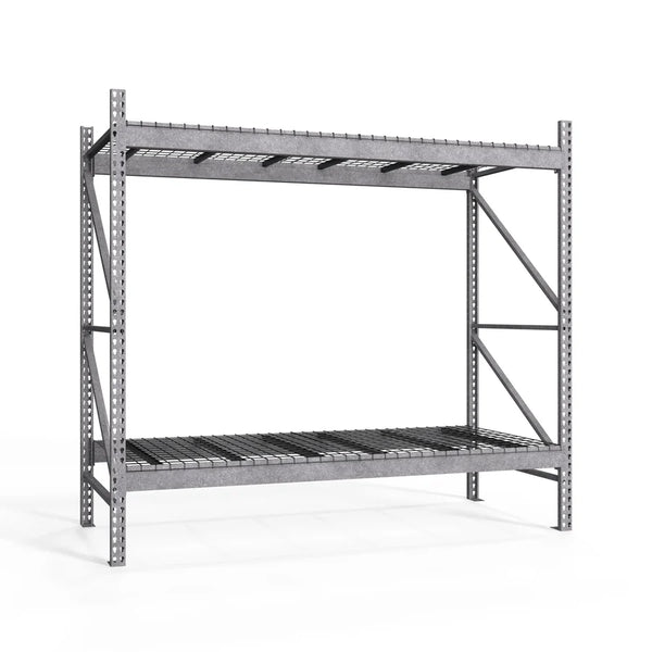 2-Tier Galvanized Teardrop Pallet Rack Starter Units w/ Wire Decking - 48