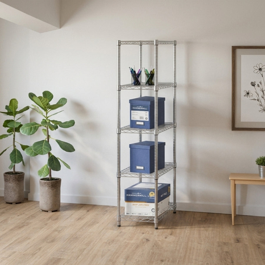 12"d x 18"w Chrome Wire Shelving w/ 5 Shelves