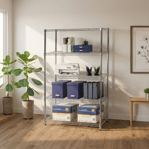 12"d x 48"w Chrome Wire Shelving w/ 5 Shelves