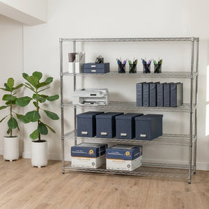 12"d x 72"w Chrome Wire Shelving w/ 5 Shelves