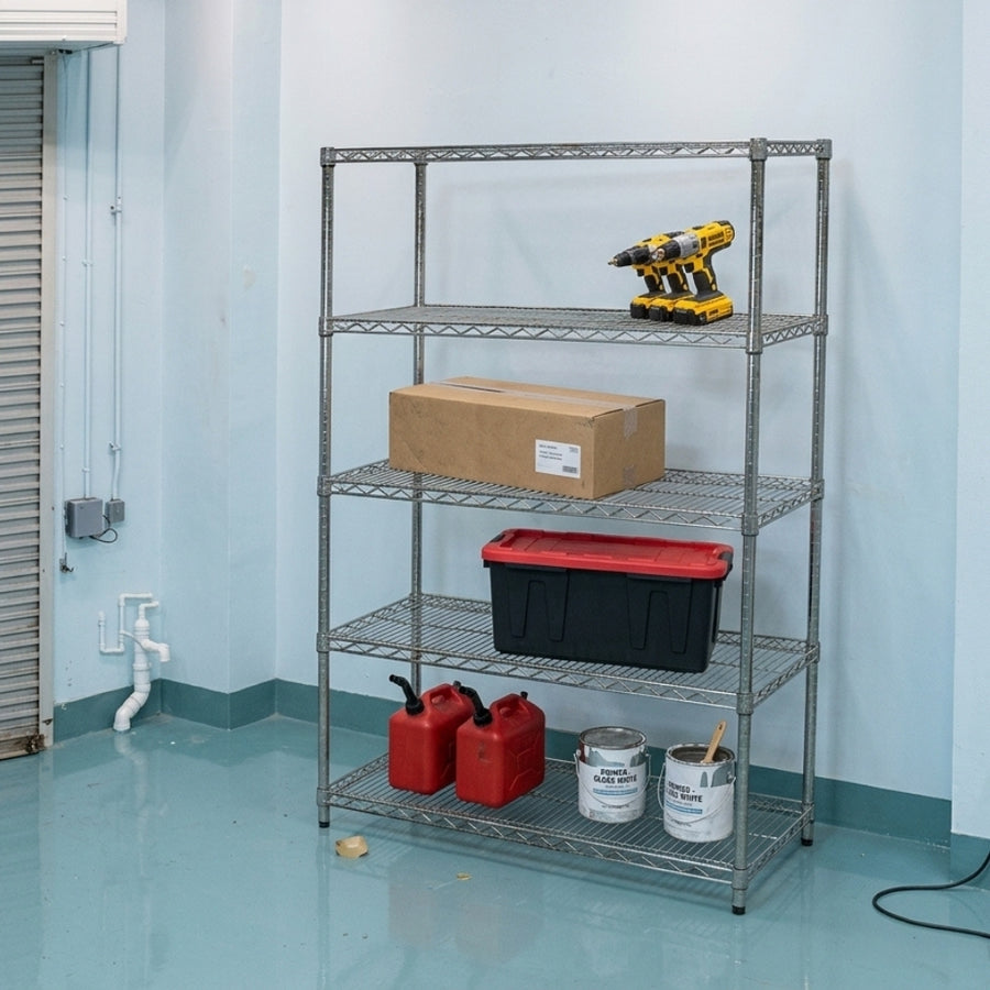 30"d x 36"w Chrome Wire Shelving w/ 5 Shelves