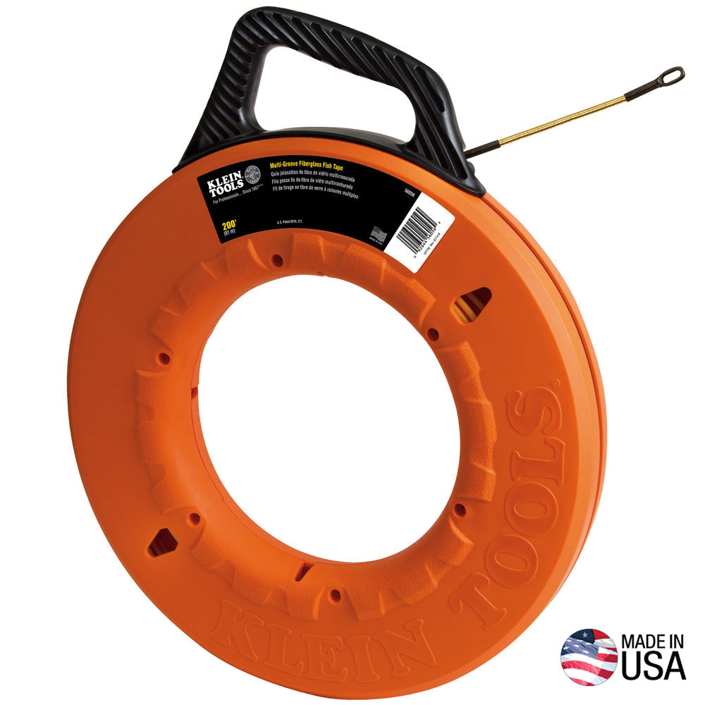 Klein Multi-Groove Fiberglass Fish Tape with Spiral Steel Leader, 200-Foot (56056)