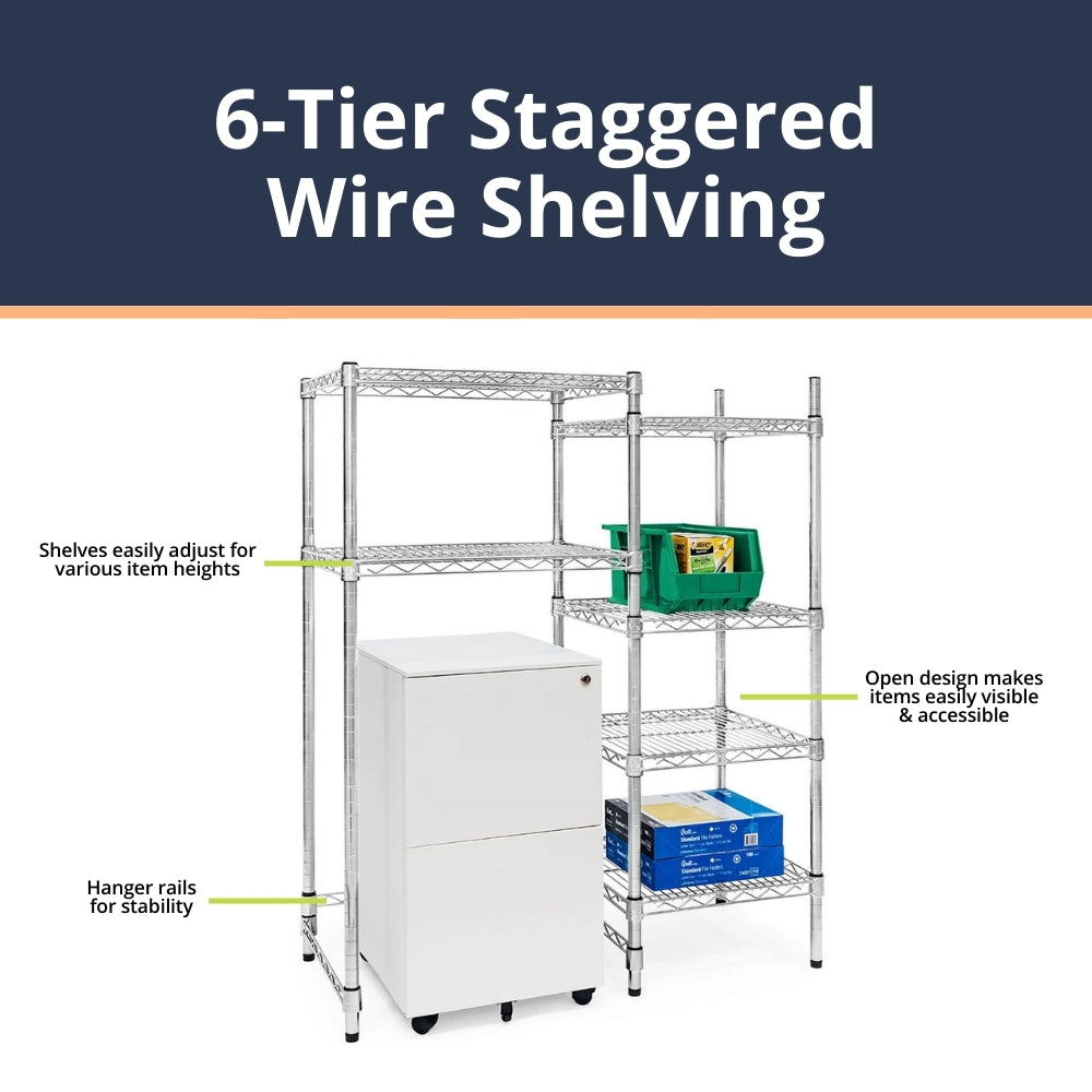 6-Tier Staggered Wire Shelving