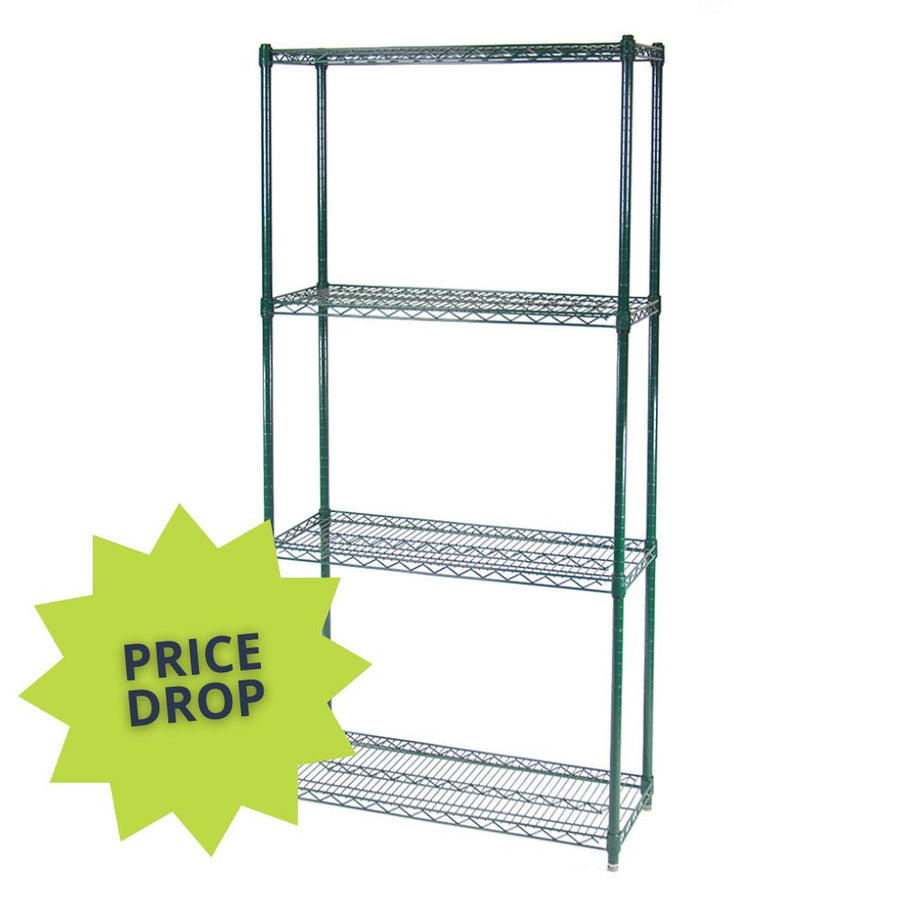 12"d 4-Tier Green Wire Shelving